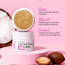 Hllozzi 18g Lip Scrub, Contains Shea Butter, Coconut Oil, Almond Oil And Peach Extract, Moisturizing, Brightening Lip Color, Removing Dead Skin, Suitable For Pre- And Post-Makeup Lip Care - 18g - View 2