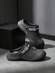 Couples Home Outdoor Beach EVA Slides, Versatile Minimalist Men's Slippers - Black - View 4