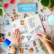 50pcs Animal Stickers, Vinyl Stickers, Suitable For Water Bottles, Laptops, Scrapbooks, Luggage, Journals, Skateboards, DIY Decals, Watercolor Aesthetic Stickers, Suitable For Teens And Adults - Yellow - View 8