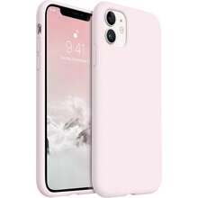 適用於 iPhone 13 14 15 的手機殼，[軍規級防震保護] 矽膠手機殼，內層柔軟耐刮微纖維內襯，適用於 iPhone 16 Pro Max 17 Pro Max 18 Pro Max XS Max XR 7 8 Plus SE2022 6s 6s Plus 12 Mini 11 - 灰粉紅色 - 查看 11