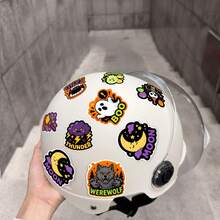 50pcs Cute Cartoon Halloween Stickers, Glowing Ghost, Bat, Clown And Black Cat Patterns, Waterproof Vinyl Stickers, Suitable For Water Bottles, Laptops, Planner Decoration - Multicolor - View 3
