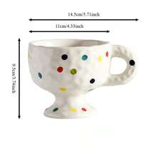 1pc Hand-Painted Textured Ceramic Tall Mug, Asymmetrical Pinched Texture Coffee Tea Cup, Cute Atmosphere Home Decor Water Cup, Perfect Gift Choice - Multicolor - View 19