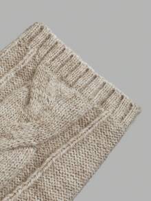 Cardigan Rajut Kabel Musim Gugur Wanita, Leher Bulat, Lengan Panjang, Kancing Depan, Potongan Ramping, Sweater Rajut untuk Wanita, Pakaian Musim Gugur - Khaki - View 5