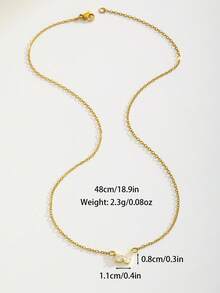 Gorgeous Dainty Gold-Tone Stainless Steel Necklace, Bling  Pear-Cu Zirconia Charm, Exquisite Jewelry For Dating & Gifts - Gold - View 4