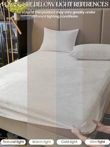 2/3pcs Beige Velvet Bedding Set, Warm And Soft, Solid Color Velvet Fitted Sheet Set, Available Sizes: King, Queen, Full, Twin, Luxurious Ultra-Soft Comfortable Base Fabric, 11.8-Inch Deep Pocket Design, Suitable For Autumn, Winter And Spring. Set Includes 1 Fitted Sheet And 1/2 Pillowcases, Dorm Bedding, Back To School Bedding. - White - View 9