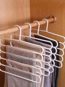 1/4/6pcs Pink Multi-Functional 5-Tier Pants Rack, Plastic 5-Tier Scarf Rack, Closet Hanging Pants Rack, Hanger, Scarf & Tie Hook - Multicolor - View 4