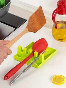 1 Set (Pot Lid Rack + Hook Set) Hard Plastic Utensil Rack With Draining Pad, Suitable For Soup Ladle, Tongs, Spatula And Other Kitchen Utensils; Multi-Functional Kitchen Pot Lid Rack/Utensil Storage Rack, Multi-Functional Foldable Pot Lid Rack, Soup Ladle Holder, Heat-Resistant Pot Lid Rack And Kitchen Accessory Storage Rack. (Pot Lid Rack/Hook Optional) - View 2