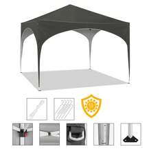 3x3m Pop-up-Gartenpavillon, Sommer-Event-Pavillon, Gartenpavillon, werkzeugloser Schnellaufbau, Camping-Pavillon, höhenverstellbar, Oxford-Gewebe mit Metallrahmen, stabile Konstruktion, ideal für Gartenpartys, Camping, Märkte - Beige - Übersicht 3