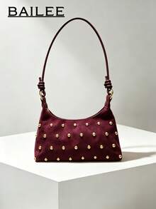 BAILEE A Stylish, Avant-Garde, Solid-Colored Shoulder Bag With Stud Embellishments And A Knotted Strap Design.Great For Fashion Outfits And As A Gift Option. - Multicolor - View 1