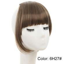 Synthetic Fiber French Bangs Clip-In Hair Piece, Lightweight Front Hair Extensions With Sideburns, For Women, Pure Black, Halloween - Multicolor - View 25