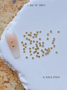 30pcs Nail Art Studs, Spiral Flower Round Square Rectangular Rivet Decorations, Minimalist Versatile All-Match Accessories - Multicolor - View 29