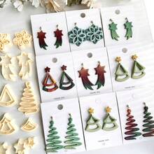Christmas Tree Clay Cutter, Christmas Winter Polymer Clay Cutter Set, Synthetic Resin, Handmade Tools, Art Clay Molds, DIY Jewelry Making Supplies - Yellow - View 3