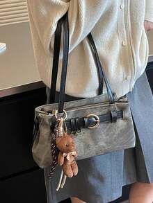 Nicekee Vintage Baguette Underarm Shoulder Bag, Belt Buckle Accessory With Pendant Embellishment, Suitable For Daily Commuting, Shopping And Travel - Multicolor - View 3