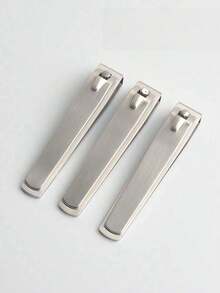 3pcs Silver Stainless Steel Nail Clippers, Flat Edge Nail Trimmer, Suitable For Men And Women Manicure Tools - Silver - View 1