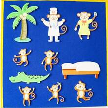 hoojojo 10 Pcs Five Little Monkeys Felt Story Set, Interactive Classroom Game Props, Montessori Learning Activity, Teacher Teaching Supplies, Back-To-School Essential - Multicolor - View 7