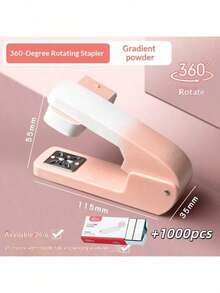 1pc/3000pcs Lightweight, Ergonomic 360° Rotatable Stapler, Visually Appealing, Bright Colors, Manual, Iron Structure, Easy Stapling, Suitable For Students And Office Use, Staples Up To 25 Sheets, Essential For Back To School Season - Multicolor - View 22