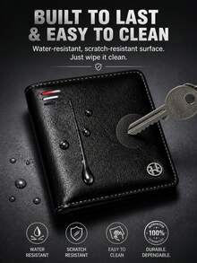 Wallets For Man, Vintage Vertical PU Leather Wallet, Large Capacity Multi-Card Slot With Zipper Coin Pocket - Black - View 5