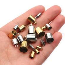 10pcs Stainless Steel Crimp End Caps Leather Cords End Tip Beads Caps PVD Plated Gold Clasps DIY Jewelry Making Finding Supplies - Cord End Caps - View 4