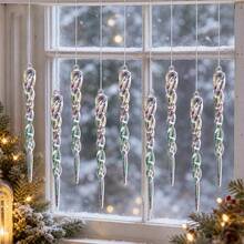 12/24/48pcs Transparent Icicle Pendant, Colorful Icicle Christmas Tree Decoration Pendant, Plastic Spiral Icicle Decoration Pendant, Christmas Decoration - Ice Bar - View 7
