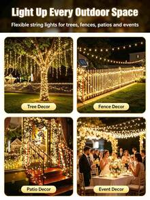 Solar Powered LED String Lights, IP65 Waterproof, 8 Lighting Modes, Auto On/Off, Suitable For Trees, Yard, Patio, Wedding, Christmas, Home Party Decoration Outdoor Hanging Lights - Multicolor - View 8