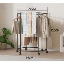 Perchero Organizador de Ropa con Ruedas, 70 x 36 x 175 cm, Doble Espacio para Colgar Prendas, Ideal para Recámara, Vestidor o Entrada, Diseño Moderno y Compacto, Movilidad Fácil para Organizar Camisas, Vestidos, Pantalones, Abrigos y Accesorios, Solución Práctica para Mantener tu Hogar Ordenado para Hogar Mexicano - Negro - Ver 13