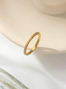 Multi-Width Frosted Glitter Rotating Stress Relief Ring, 18k Gold Plated/304 Stainless Steel Material, 2/4/6mm Width, Multiple Sizes Available, Unisex Couple Rotating Plain Band Ring - Gold - View 9