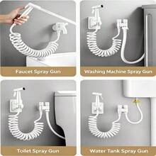 3-Piece Handheld Bidet Sprayer Set | Portable Toilet Spray Gun With Spring Hose And Self-Adhesive Bracket, Multi-Purpose Bathroom Cleaning And Pet Bathing - Spray Gun - View 6