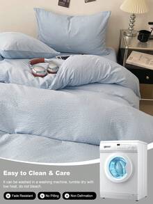 3pcs Solid Color Duvet Cover Set, Ultra Soft Breathable Microfiber Double-Layer Gauze All-Season Bedding, Machine Washable Fade/Pill/Shrink-Resistant, Fresh INS Room Decor For King Queen Full Twin, Home Dorm Guest Room Vacation Rental Gift - Multicolor - View 10