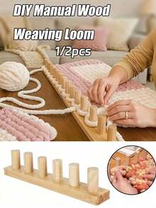 Manual Wooden Weaving Loom, Suitable For Hand Knitting, Crochet And Weaving, Multi-Functional Textile Tool, Can Make Thick Blankets, Scarves Etc., No Electricity Required, Easy Operation, Durable Handmade Weaving Machine - Multicolor - View 3