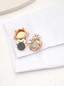 1/2/4pcs 26mm Small Bee Rhinestone Metal Button Covers, Suitable For Women's Clothing; Crystal Button Covers; Detachable Clip-On Button Covers; Sparkling Crystal Buttons For Clothing; Button Clasps With Pliers Pressing Device, 3D Decorative Buttons For Clothing, Suitable For Evening Gowns, Evening Wear, Tuxedos And Shirt Accessories - Multicolor - View 2