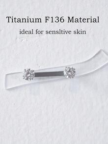Perhiasan Tindik Tragus Permukaan Titanium 14G 14mm Prong CZ Bunga Staple Barbell Berulir Internal Perhiasan Tindik Batang Staple Tragus Permukaan - MultiWarna - View 6
