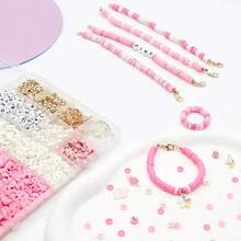 1 Kotak Kit Manik-Manik Tanah Liat 24 Kotak untuk Pembuatan Perhiasan, Manik-Manik Tanah Liat Lunak untuk Hari Valentine, Gelang Persahabatan DIY, untuk Pembuatan Kalung dan Gelang - berwarna merah muda - View 5