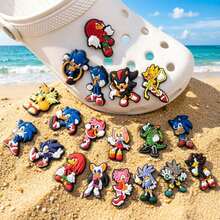 20pcs New Sonik Cartoon Hedgehog Clogs Shoe Charms PVC Decorative Buckle Accessories Birthday Gift - Multicolor - View 1