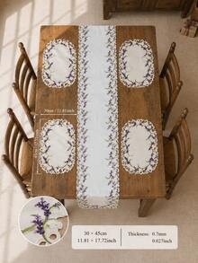 1pc Lavender Pattern Embroidered Lace Table Runner, Elegant Country Style Table Runner, Suitable For Kitchen, Dining Room, Cafe, B&B Tabletop Decor, Holiday, Wedding Decor & Party Gift, Placemat, Table Runner Multiple Size Options - White - View 5