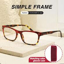 4Pcs Large Frame Rectangular Reading Glasses, Color Block Design, Comfortable Spring Hinges, Suitable For Women's Daily Reading, Comes With High-Quality Glasses Storage Bag - White - View 4