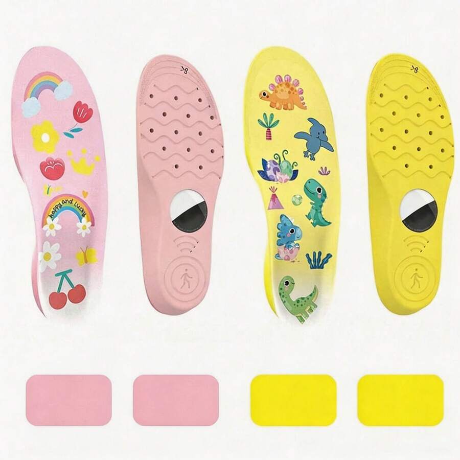 2pcs Cute Pink Cartoon Animal Print AirTag Shoe Insole Protective Cover, Apple GPS Hidden Installation Positioning Tracker Navigation Anti-Loss - Multicolor - View 1