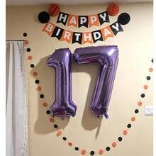 40 Inch Purple Number Balloons - Large Helium Foil Balloons For Birthday Party (Numbers 0-9), Valentine's Day - Purple - View 2