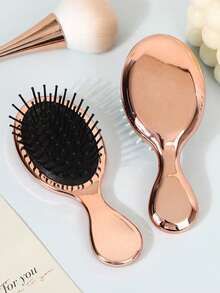 1pc Air Cushion Massage Comb, Premium Gold Electroplated Finish, Mini Portable Hairbrush, Soft Cushion Design, Compact And Convenient, Women's Styling Hair Comb, Suitable For Travel, Bag, Gift - Gold - View 10