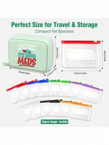 Pill Storage Box Set, Twice Daily 7-Day Large Capacity Pill Storage Box, Multi-Layer Medicine Organizer Bag, 14 Colorful Compartments, Reusable Travel Medicine Organizer Bag, Suitable For Supplements And Small Daily Items, Ideal For Health-Conscious And On-The-Go Users, Essential Medical Accessory, Dormitory Necessity, Back To School Essential - Multicolor - View 7