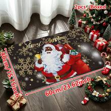 1/2/3pcs Christmas Theme Kitchen Rug, Flannel Kitchen Rug Comfortable Soft Absorbent Non-Slip Machine Washable With Non-Slip Backing Suitable For Multiple Scenes Entrance Living Room Bedroom Kitchen Dining Room Bathroom Laundry Room Hallway Home Decor Christmas Holiday Decoration Multi-Functional Mat - Multicolor - View 12
