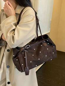 Women's Tote Bag, Fashionable Strap Decor Shoulder Bag, Commute Versatile Outing Handbag - Multicolor - View 4