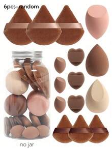 Random Assorted Makeup Sponge Set, Random Packaging Bottle And Bag, Complete Set Of Regular Makeup Sponges, Mini Makeup Sponges, Powder Puffs, Mini Powder Puffs, Mini Finger Cushion Powder Puffs; Foundation Application Makeup Sponges, Suitable For Liquid Foundation, Concealer, Loose Powder, Flawless Application; Multi-Color Makeup Sponges, Latex-Free Material, Dry And Wet Use - Multicolor - View 6