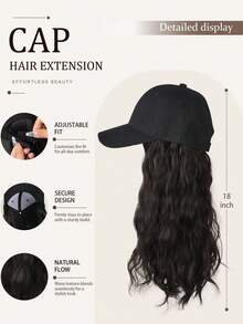 Baseball Cap Paired With Long, Curly Hair, A Stylish Hat And Hair Accessory, Suitable For Women's Everyday Casual Wear, Available In Multiple Colors. - Multicolor - View 3
