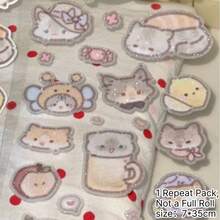 35cm/Loop Sweet Little Kitten Cartoon Cute Cat Die Cut Dispensing Sticker DIY Deco Card Journal Scrapbooking Photo Card Phone Case Collage Supply - Black - View 12