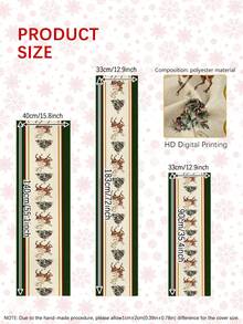 [Christmas Hot]1pc Christmas Table Runner, Christmas Tree Tablecloth, Reindeer, Christmas Fir Tree, Merry Christmas, Christmas Decoration Items, Christmas Gifts, Christmas Decorative Rectangular Tablecloth, Suitable For Home Decor, Living Room Decor, Multiple Size Options - Multicolor - View 3