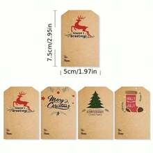 1 Roll 300pcs Christmas Kraft Paper Gift Labels Stickers, Merry Christmas To From Gift Tags, Reindeer Christmas Tree Christmas Sock Pattern Self-Adhesive Paper Holiday Gift Wrapping Decoration - Multicolor - View 4