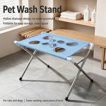 1pc Foldable Metal Pet Bath Rack, 80kg Load Capacity, Non-Slip Cat & Dog Grooming Bath Stand, Portable & Stable Large Cat & Dog Shower Rack, Suitable For Pet Grooming And Cleaning Supplies - Multicolor - View 7
