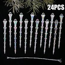 12/24/48pcs Transparent Icicle Pendant, Colorful Icicle Christmas Tree Decoration Pendant, Plastic Spiral Icicle Decoration Pendant, Christmas Decoration - Ice Bar - View 19