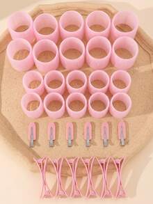 Heatless Hair Curler Set Self-Adhesive Hair Rollers DIY Hair Styling Tools Suitable For Natural Hair And Wigs Travel Essential Accessories Affordable Hair Curling Tools - Multicolor - View 1