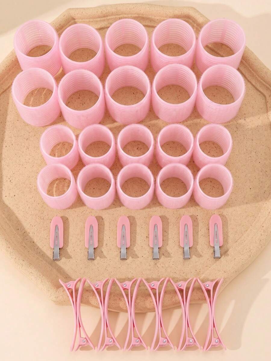 Heatless Hair Curler Set Self-Adhesive Hair Rollers DIY Hair Styling Tools Suitable For Natural Hair And Wigs Travel Essential Accessories Affordable Hair Curling Tools - Multicolor - View 1